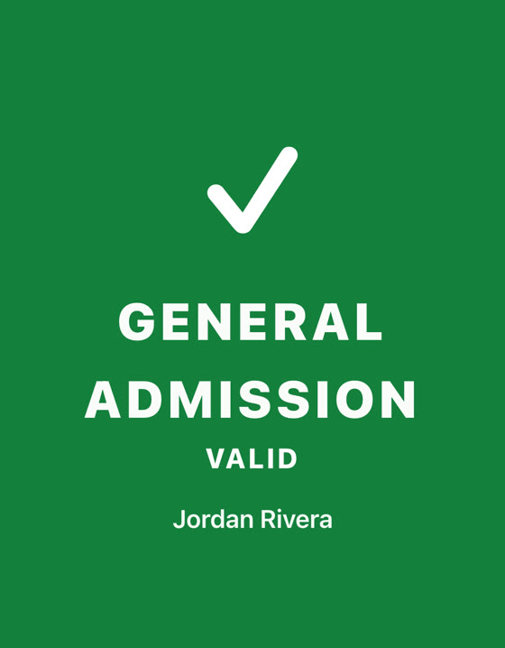 The phone gate scanner showing a valid general admission ticket
